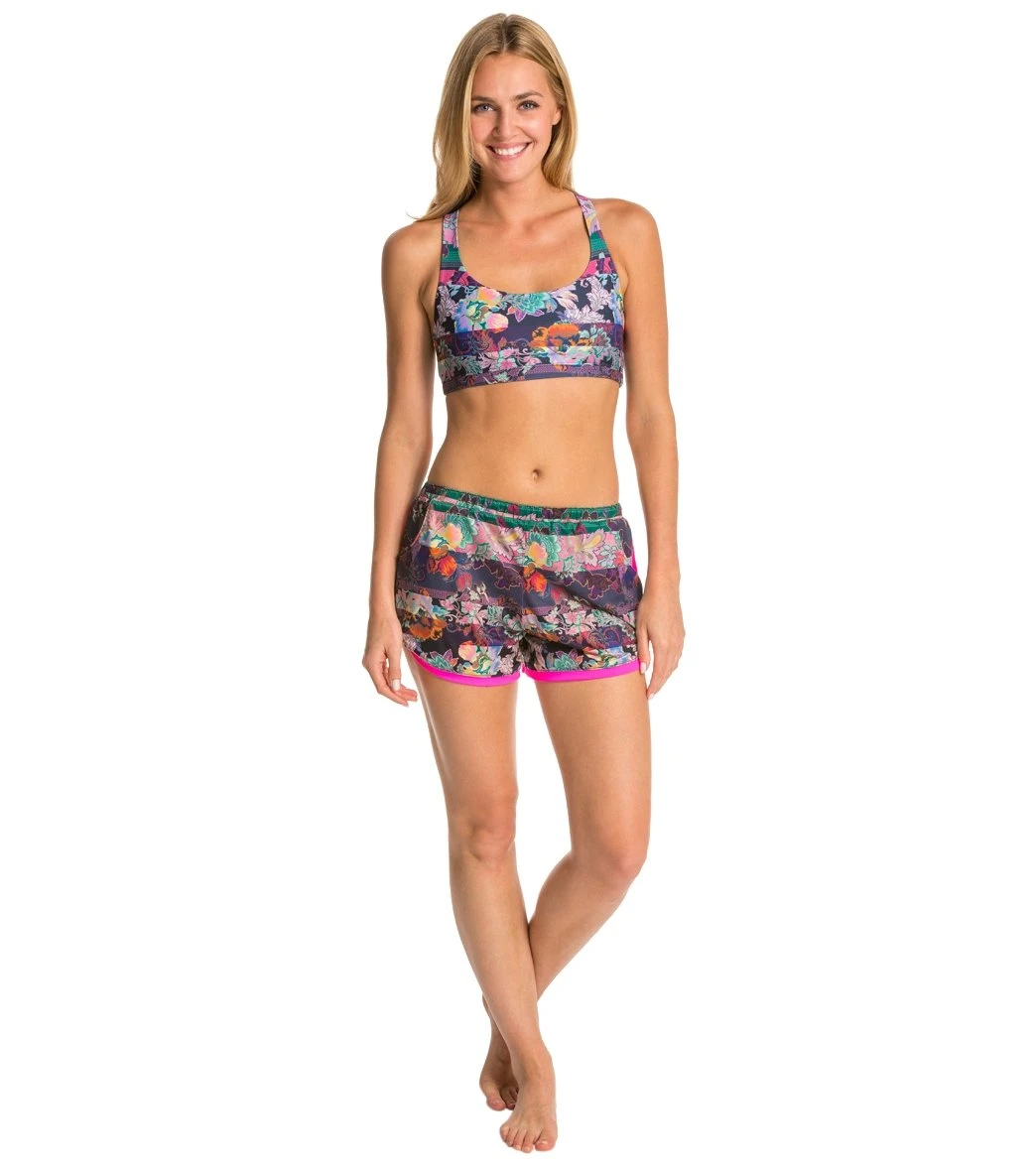 Onzie Chic Yoga Sports Bra Bolivia/Pink Straps - Image 4