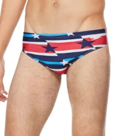 Speedo Vibe Men's Printed One Brief Swimsuit Rad, White & Blue