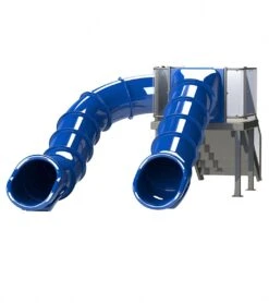 Spectrum Double Flume Slides On Left & Center Rear Stair Pool Slide