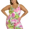 Sporti Plus Size Unitard Palm Royale One Piece Swimsuit
