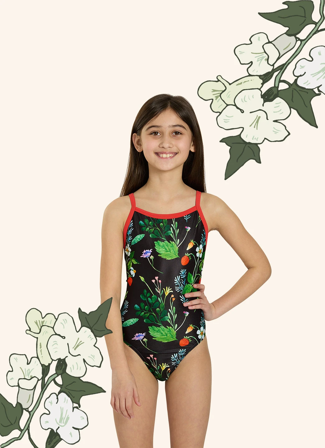 Sporti HydroLast Strawberry Fields Thin Strap One Piece Swimsuit Youth (22-28) - Image 2