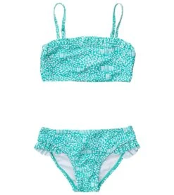 Snapper Rock Girls' Spearmint Spot Frilled Bandeau Bikini Set (Toddler, Little Kid, Big Kid)
