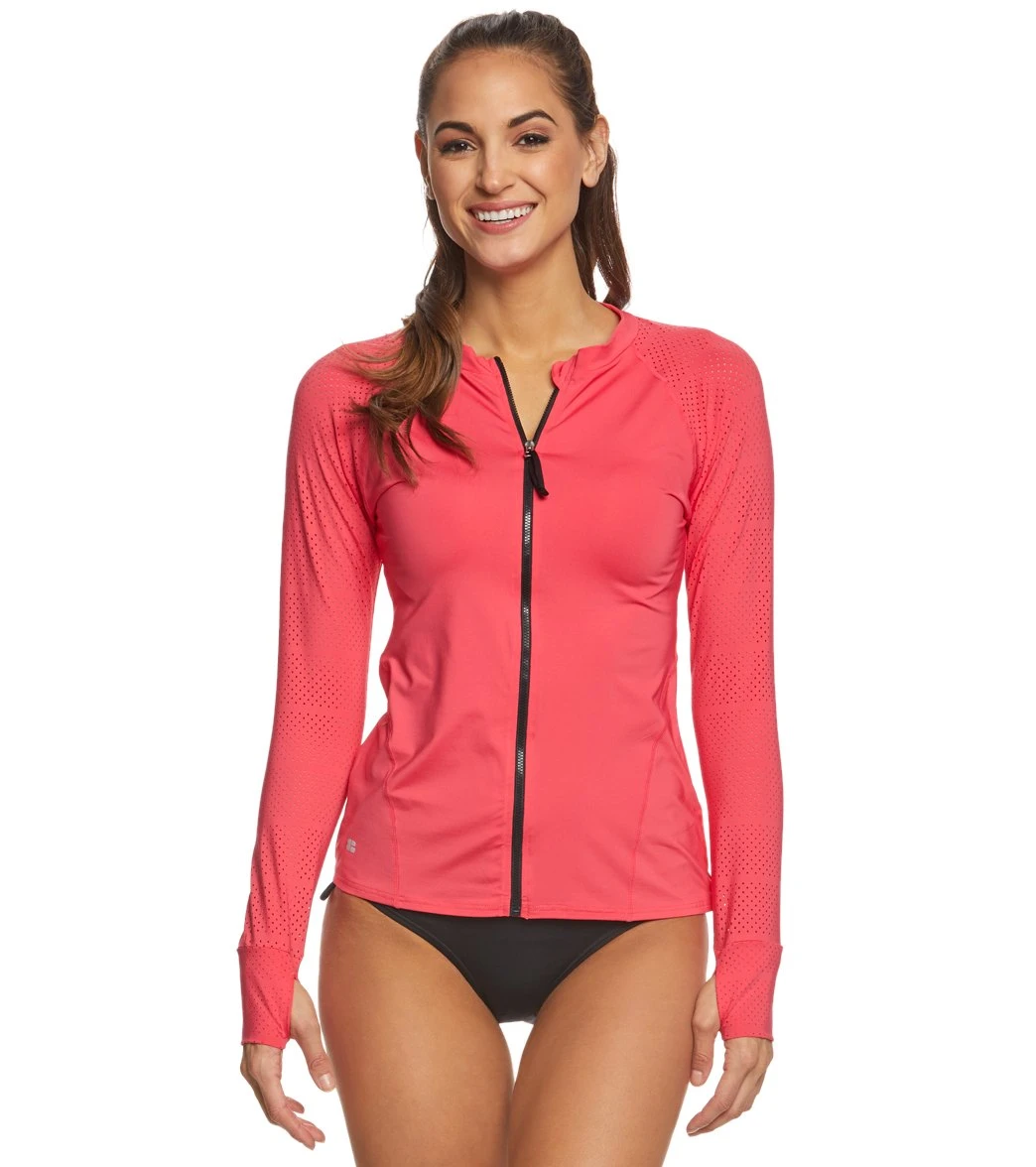 Beach House Women's Beach Solids Ava Front Zip Long Sleeve Rashguard - Image 18