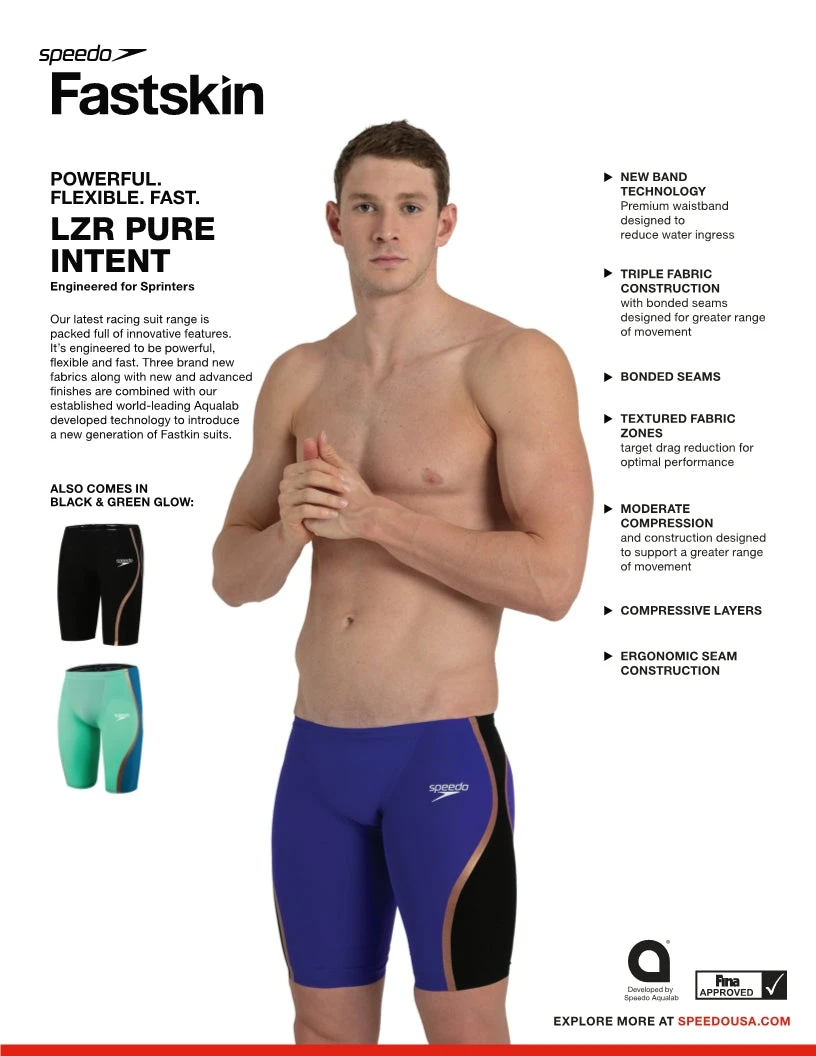 Speedo Men's LZR Pure Intent High Waist Jammer Tech Suit Swimsuit - Image 16