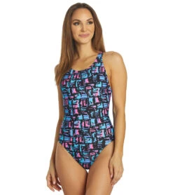 EQ Swimwear Women's Abstract Harmony X-Long Torso One Piece Swimsuit