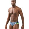 Dolfin Men's Reliance Atomic Print Color Block Racer Swimsuit