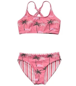 Snapper Rock Girls' Palm Paradise Reversible X Back Two Piece Bikini Set (Little Kid, Big Kid)
