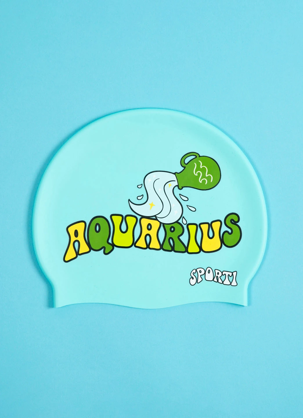 Sporti Groovy Zodiac Aquarius Silicone Swim Cap - Image 6