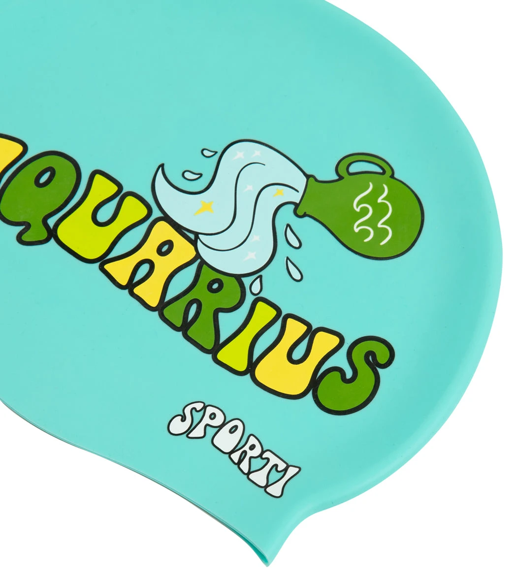 Sporti Groovy Zodiac Aquarius Silicone Swim Cap - Image 3