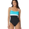 Beach House Women's Color Block Ribbed Flex Color Block Racerback Tankini Top