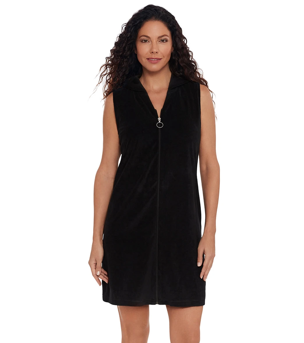 Shape Solver SPORT Women's Hooded Zipper Front Terry Cover Up - Image 7