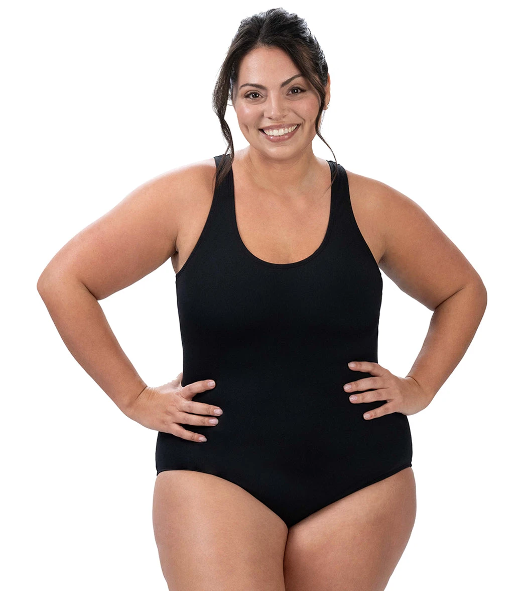 Dolfin Women's Aquashape Conservative Solid Cross Back One Piece Swimsuit - Image 2