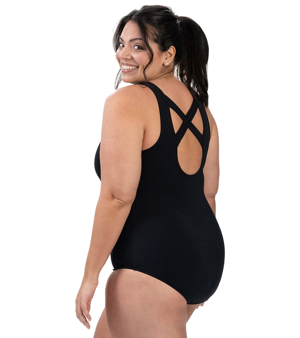 Dolfin Women's Aquashape Conservative Solid Cross Back One Piece Swimsuit - Image 14