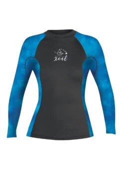 Xcel Girls' Ocean Ramsey Water Inspired Premium Stretch Long Sleeve UV Rash Guard
