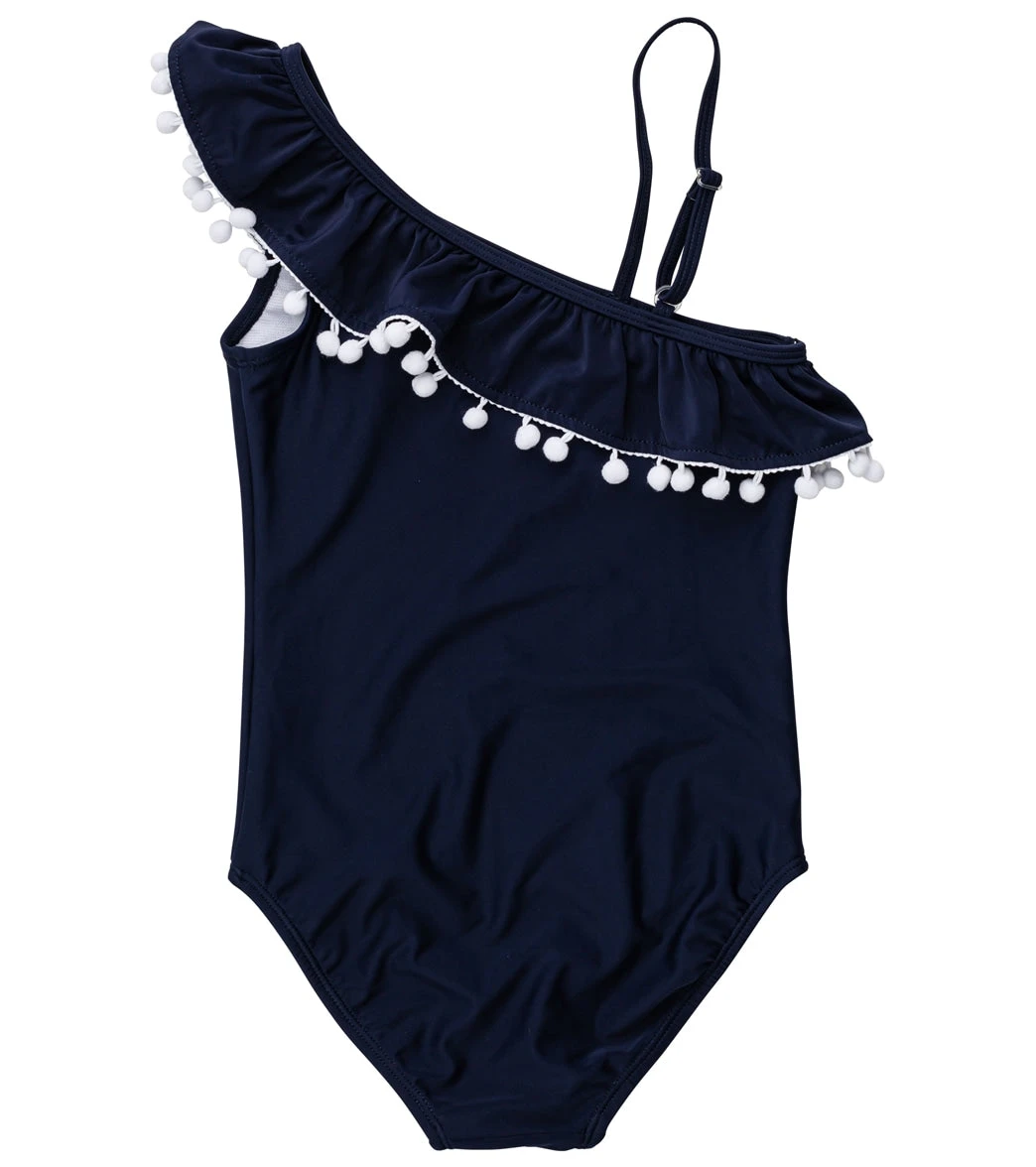 Snapper Rock Girls' Navy One Shoulder Frill Swimsuit (Toddler, Little Kid, Big Kid) - Image 2