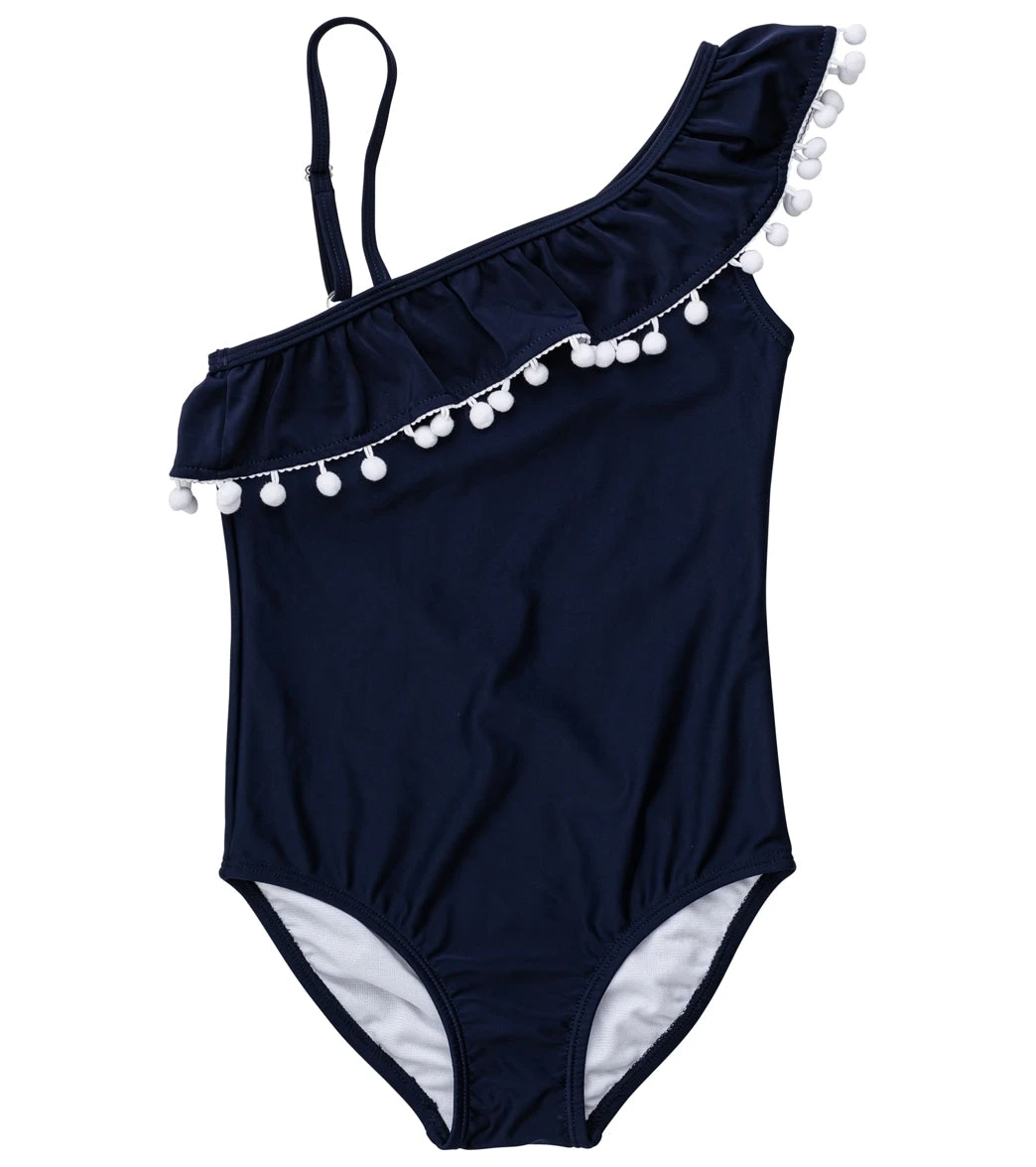 Snapper Rock Girls' Navy One Shoulder Frill Swimsuit (Toddler, Little Kid, Big Kid) - Image 7