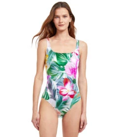 Gottex Women's Bora Bora Tropical All Over Print Square Neck One Piece Swimsuit