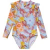 Snapper Rock Girls' Boho Tropical Frill Long Sleeve One Piece Swimsuit (Baby, Toddler, Little Kid)