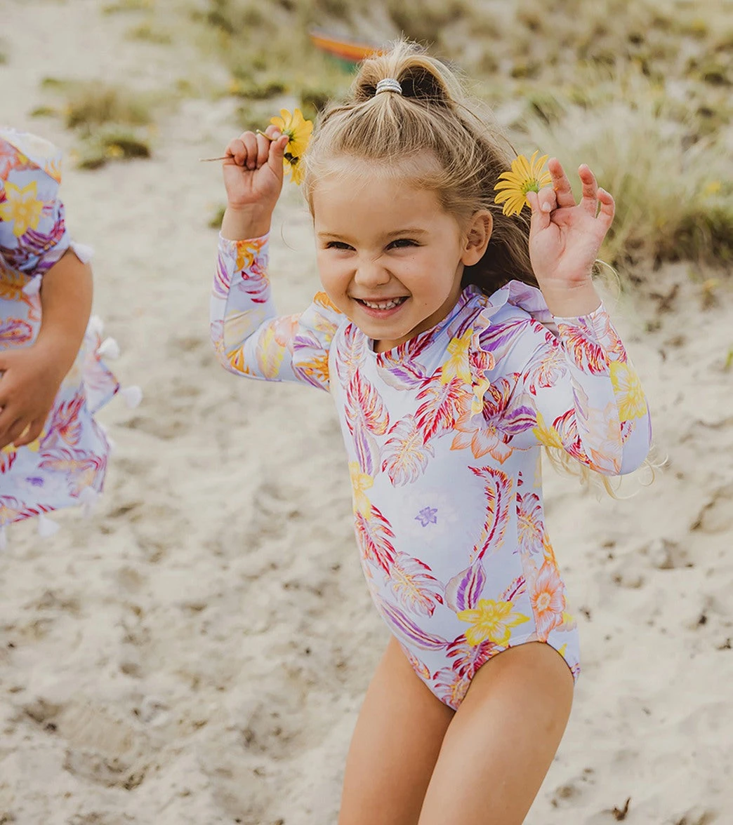 Snapper Rock Girls' Boho Tropical Frill Long Sleeve One Piece Swimsuit (Baby, Toddler, Little Kid) - Image 7