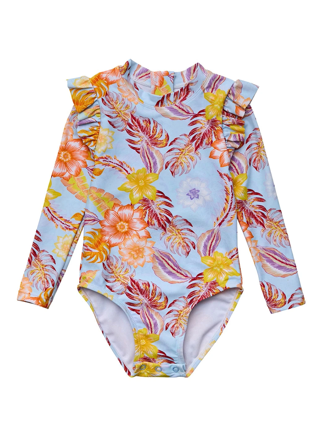 Snapper Rock Girls' Boho Tropical Frill Long Sleeve One Piece Swimsuit (Baby, Toddler, Little Kid) - Image 10
