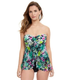 Profile By Gottex Women's Beautiful Day Floral Bandeau Flyaway One Piece Swimsuit