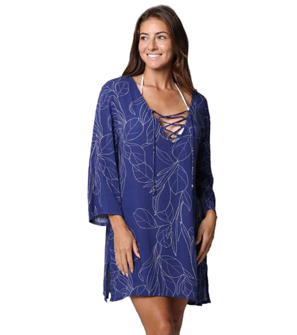 J.Valdi Women's Calathea Lace Neck Tunic Cover Up - Image 7