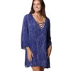 J.Valdi Women's Calathea Lace Neck Tunic Cover Up