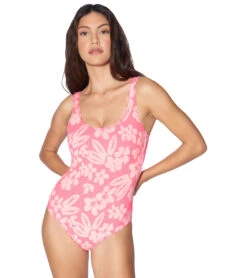 Hurley Women's Max Flower Scrunch Moderate One Piece Swimsuit