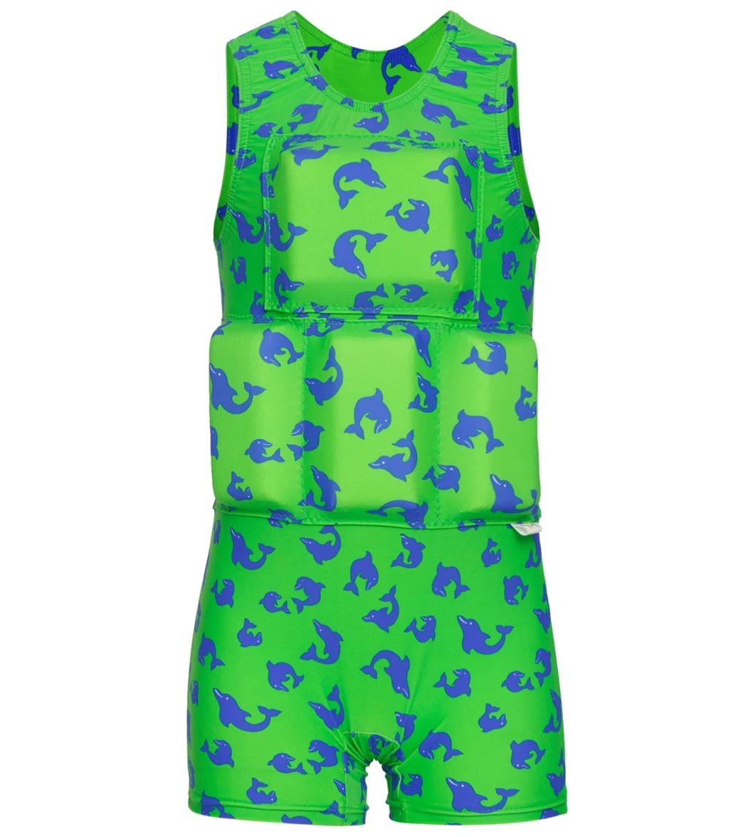 My Pool Pal Boy's Bright Green And Blue Dolfin Floatation Swimsuit - Image 4