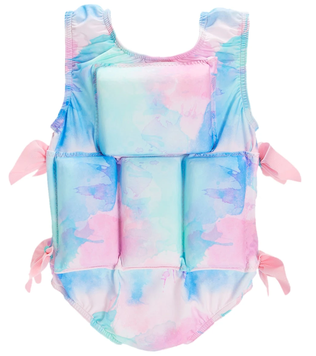 My Pool Pal Girl's Pastel Paint Splatter Flotation Swimsuit - Image 2