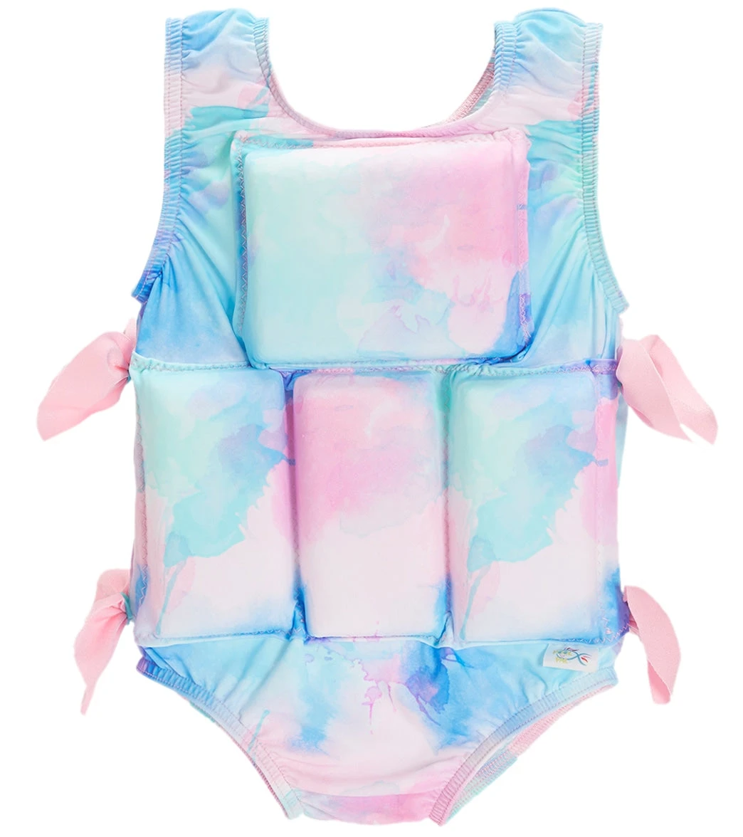 My Pool Pal Girl's Pastel Paint Splatter Flotation Swimsuit - Image 4