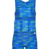 My Pool Pal Boy's Bright Blue And Green Fish Bone Flotation Swimsuit