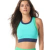 Beach House Women's Color Block Jersey Paloma Beach Solids Inspire High Neck Crop Top