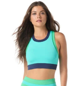 Beach House Women's Color Block Jersey Paloma Beach Solids Inspire High Neck Crop Top