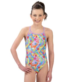 Dolfin Girls' Buttercup Printed One Piece Swimsuit (Big Kid)
