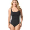 Gabar Women's Chlorine Resistant Sunrise Scoop Neck Ruched Front One Piece Swimsuit