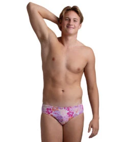 JOLYN Men's Brolyn Happy Hibiscus Printed Brief Swimsuit