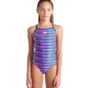 Arena Girls' Racing Stripe Light Drop Back One Piece Swimsuit (Little Kid, Big Kid)
