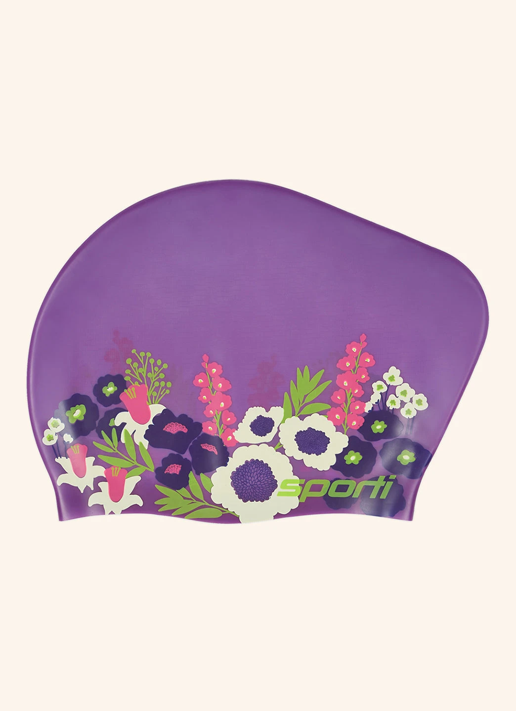 Sporti Spring Meadow Long Hair Bun Silicone Swim Cap - Image 2