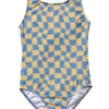 Seaesta Surf Girls' Print Wavy Checks One Piece Swimsuit (Little Kid, Big Kid)